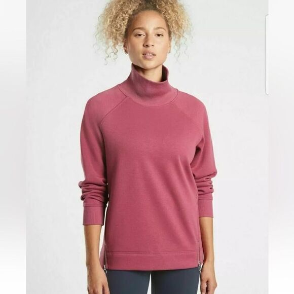 Athleta Cozy Karma Side Zip Funnel Neck Pullover, Victorian Berry, Small - Picture 1 of 11